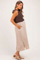 Brown/ Mocha Sleeveless Sweater Top Colorblock Maternity Midi Dress