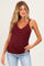 Burgundy Lace Trim Detail Ribbed Maternity Knit Tank Top