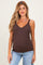 Brown Lace Trim Detail Ribbed Maternity Knit Tank Top