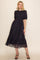 Dark Navy Floral Smocked Midi Dress