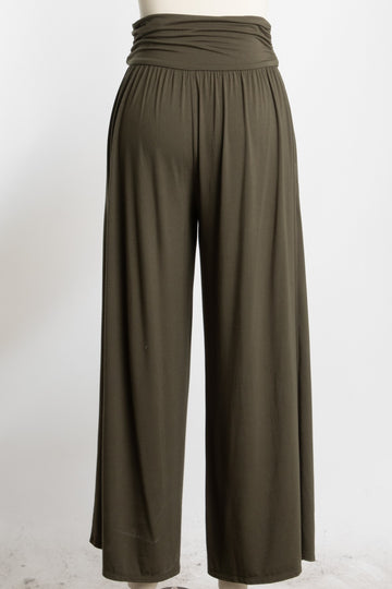 Olive Wide Waist Band Maternity Wide Leg Pants