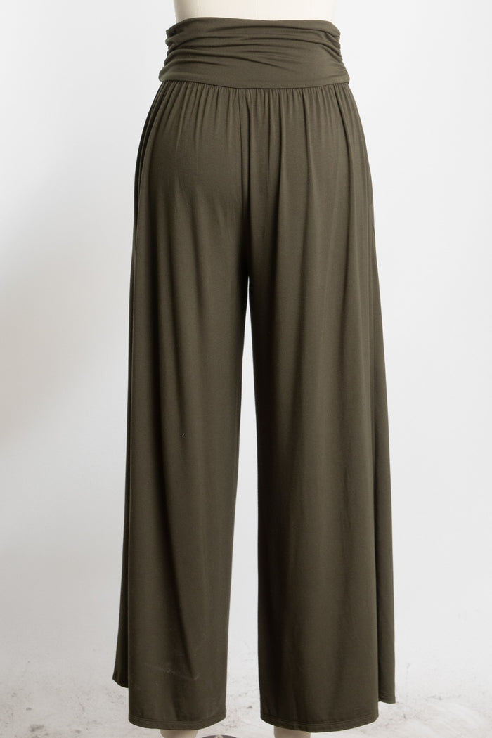 Olive Wide Waist Band Maternity Wide Leg Pants