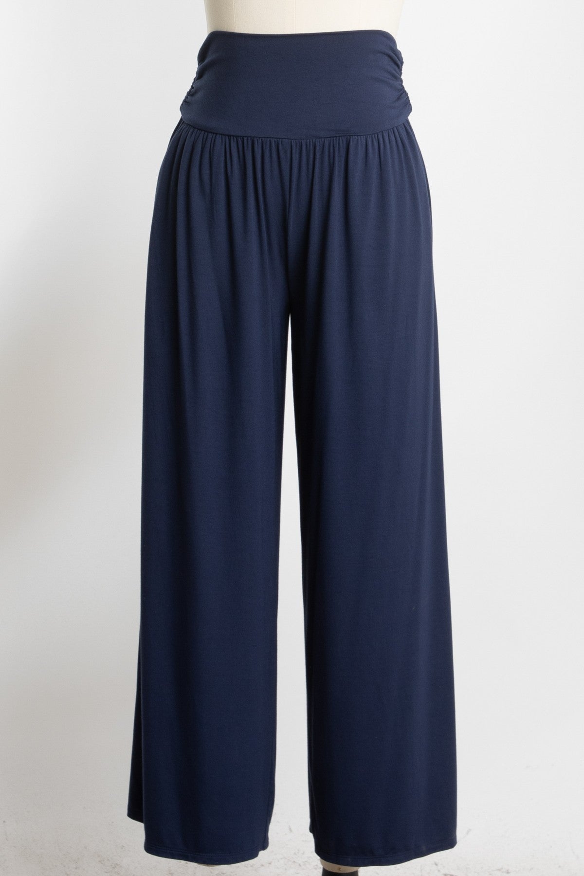 Navy Wide Waist Band Maternity Wide Leg Maternity Pants – PinkBlush