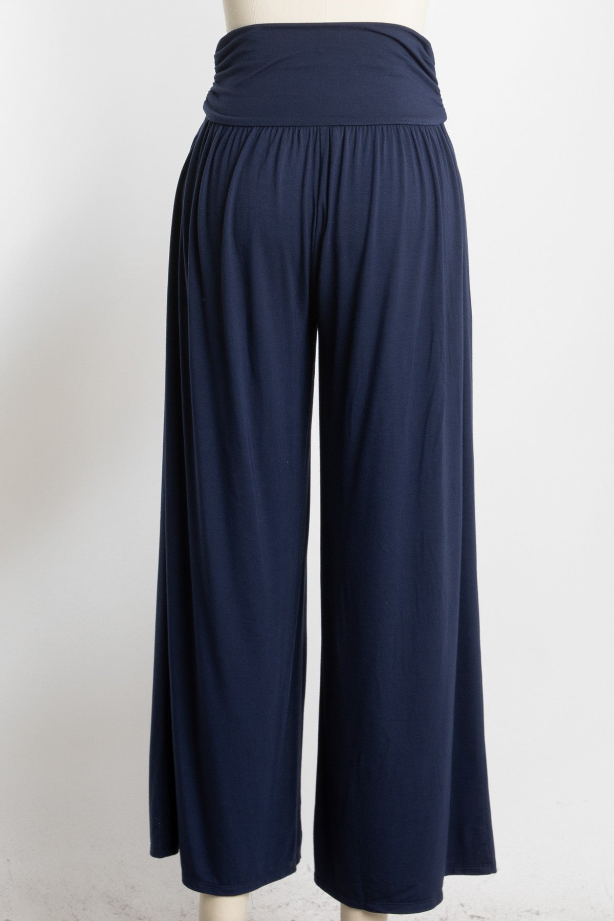 Navy Wide Waist Band Maternity Wide Leg Pants