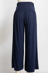 Navy Wide Waist Band Maternity Wide Leg Pants