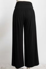 Black Wide Waist Band Maternity Wide Leg Maternity Pants