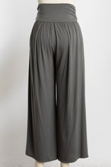 Gunmetal Wide Waist Band Maternity Wide Leg Pants