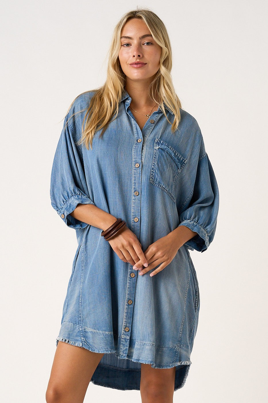 Light Denim Chambray Dolman Sleeve Maternity Shirt Dress – PinkBlush
