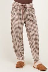 Mocha Gingham Barrel Leg Maternity Pants