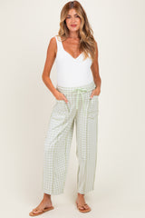 Light Sage Gingham Barrel Leg Maternity Pants