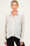 Sage Striped Oversized Sheer Linen Maternity Button Down