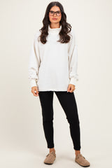 Clean Ivory Washed Oversized Mock Neck Sweatshirt