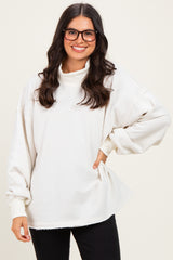Clean Ivory Washed Oversized Mock Neck Sweatshirt