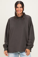 Charcoal Washed Oversized Mock Neck Sweatshirt