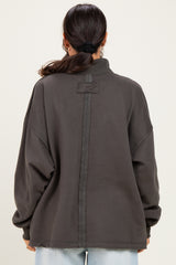 Charcoal Washed Oversized Mock Neck Sweatshirt