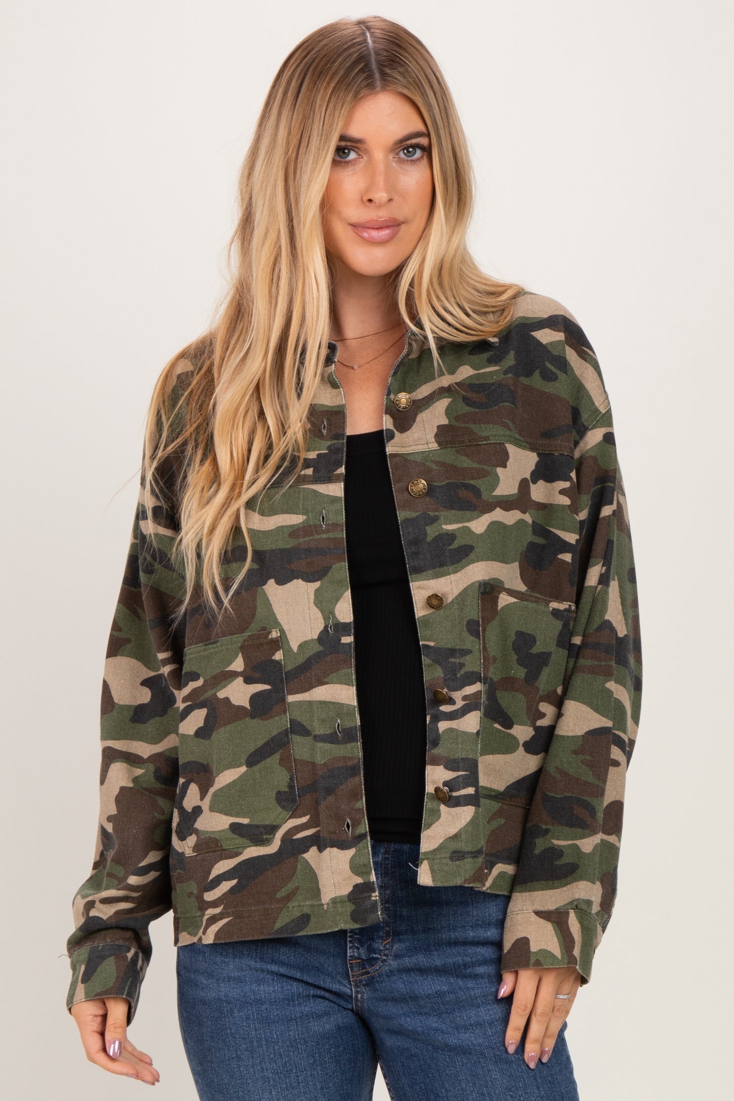 Camo Vintage Washed Denim Jacket
