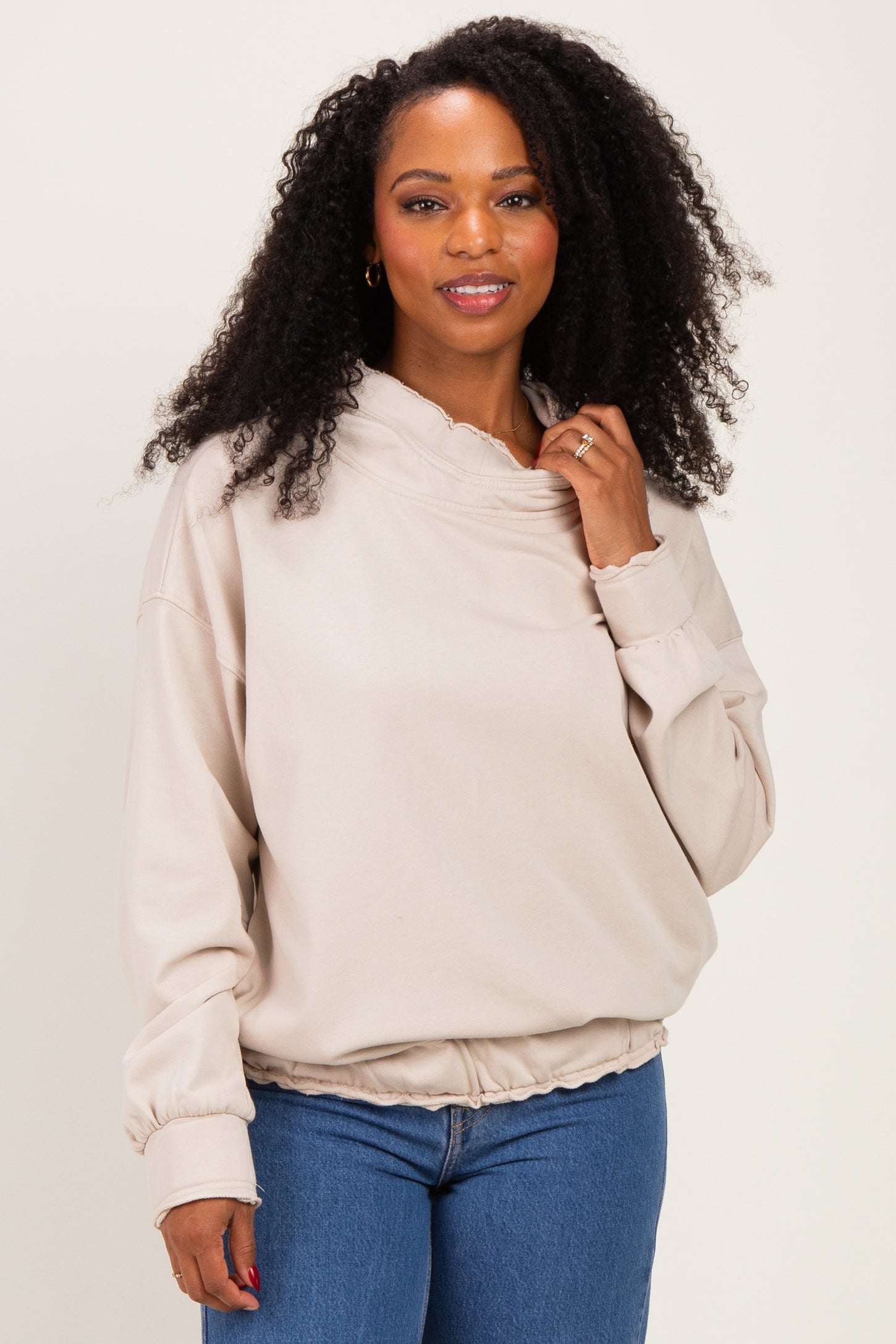 Oatmeal  Oversized Fleece Terry Hoodie
