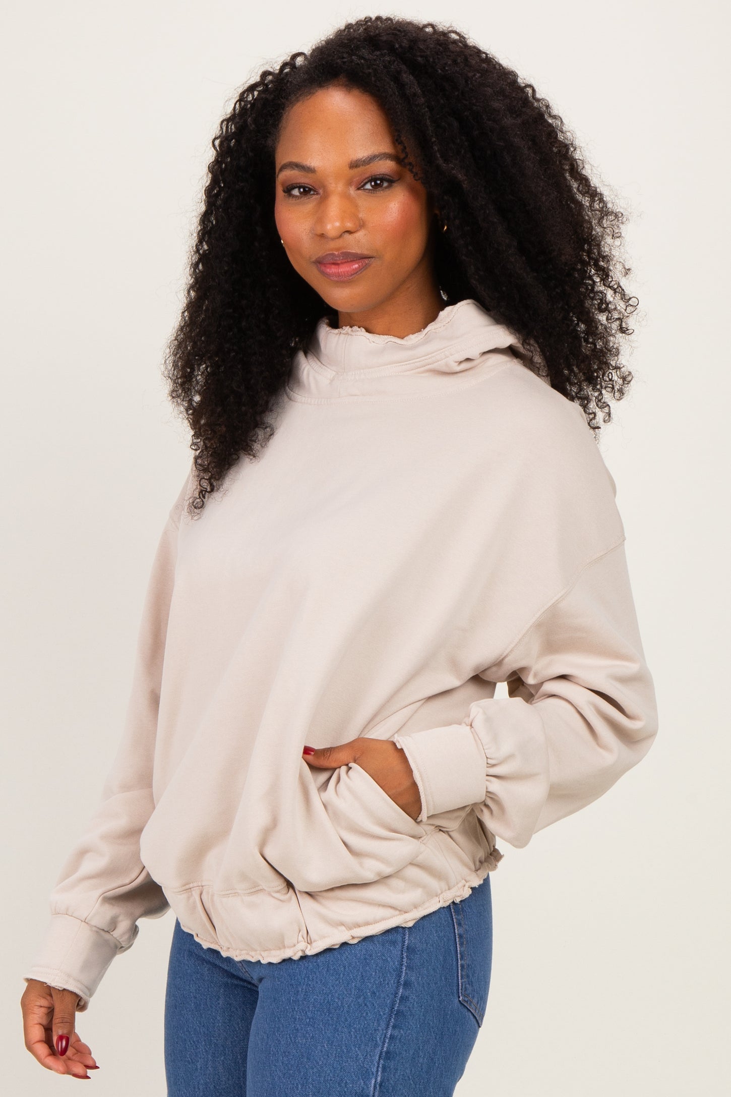 Oatmeal  Oversized Fleece Terry Hoodie