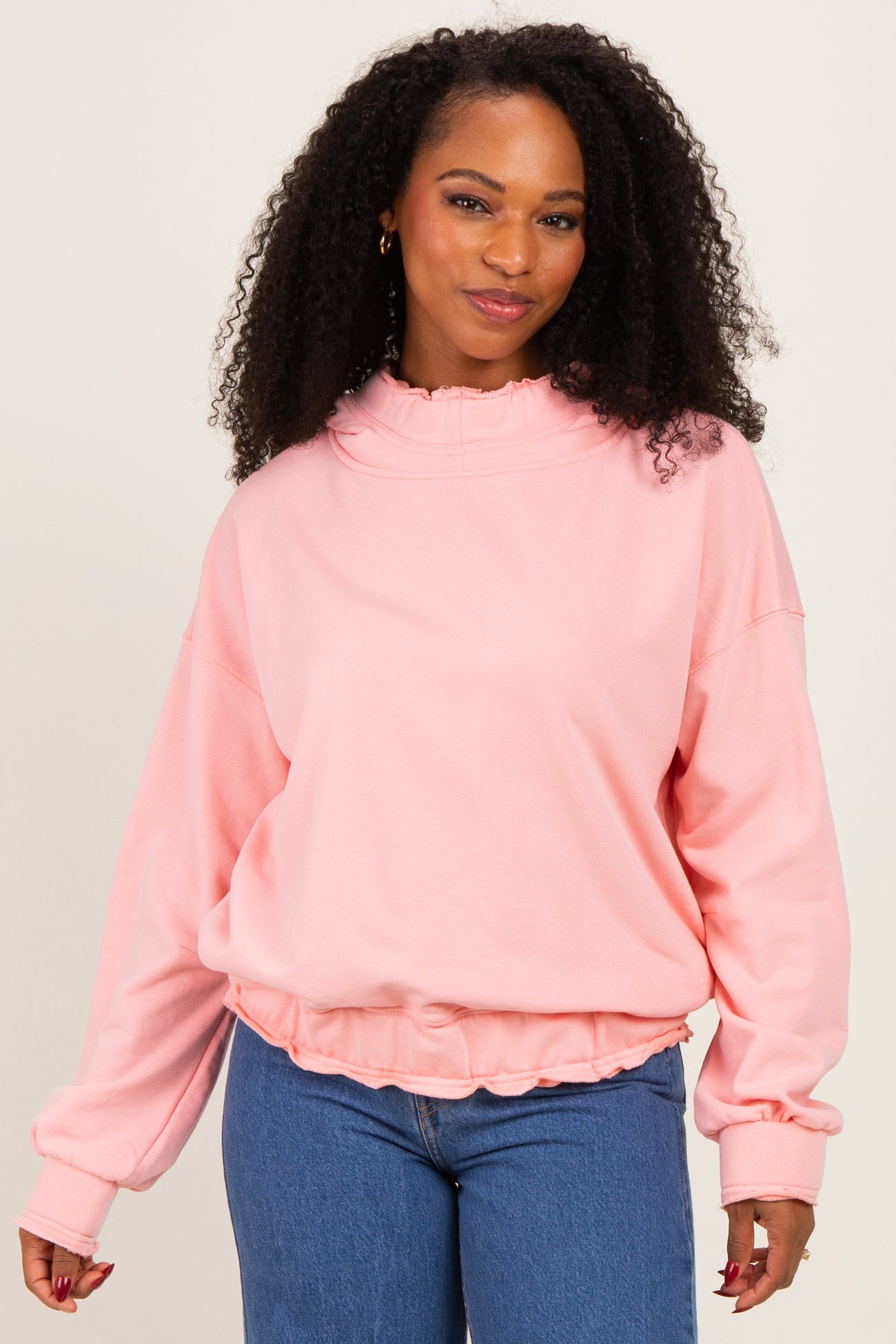 Blush Pink Oversized Fleece Terry Hoodie