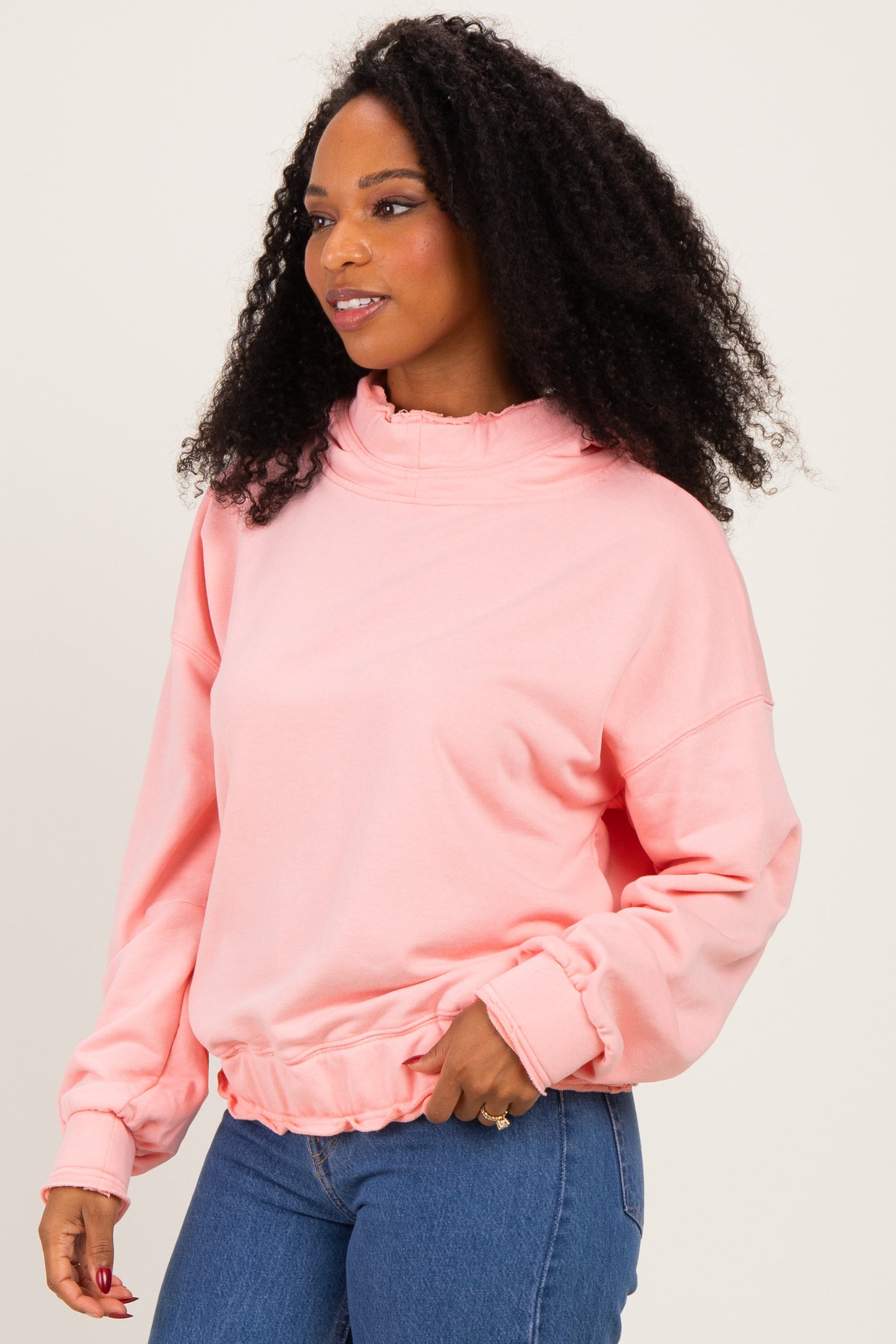 Blush Pink Oversized Fleece Terry Hoodie