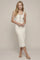 Off White Floral Textured Two Tone Rib Button Front Square Neck