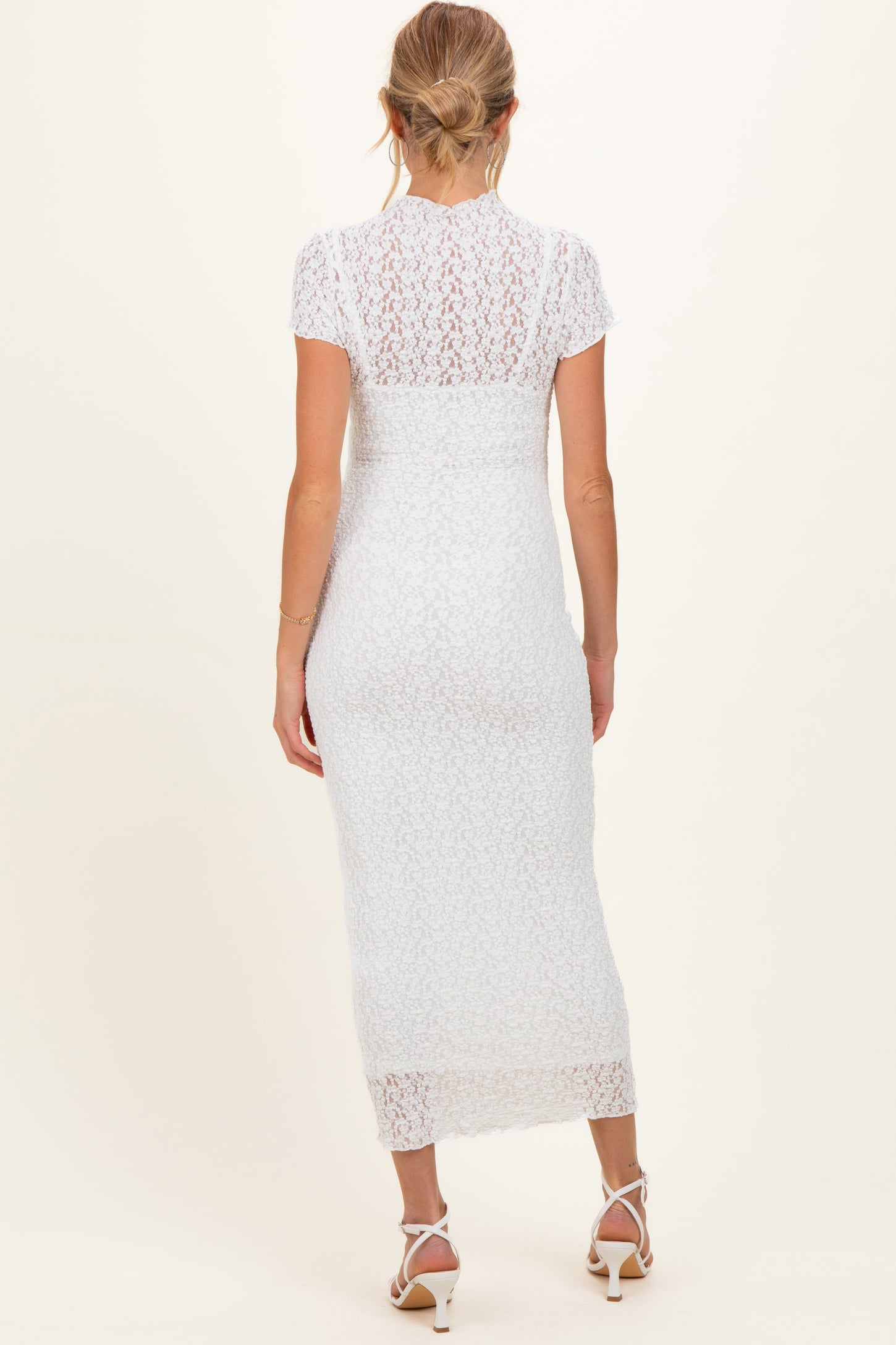 lace overlay dress white World of Possibilities Ivory Floral Maxi Strapless bandeau neckline with a sweetheart Lace Overlay Mini Dress-Off White/Nude