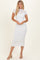White Sheer Lace Overlay Short Sleeve Midi Dress