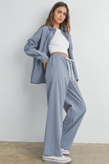 Blue Multi Drawstring Checkered Pants