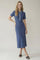 Dusty Navy Denim Contrast Collar Knit Midi Dress