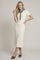Off White Denim Contrast Collar Knit Midi Dress