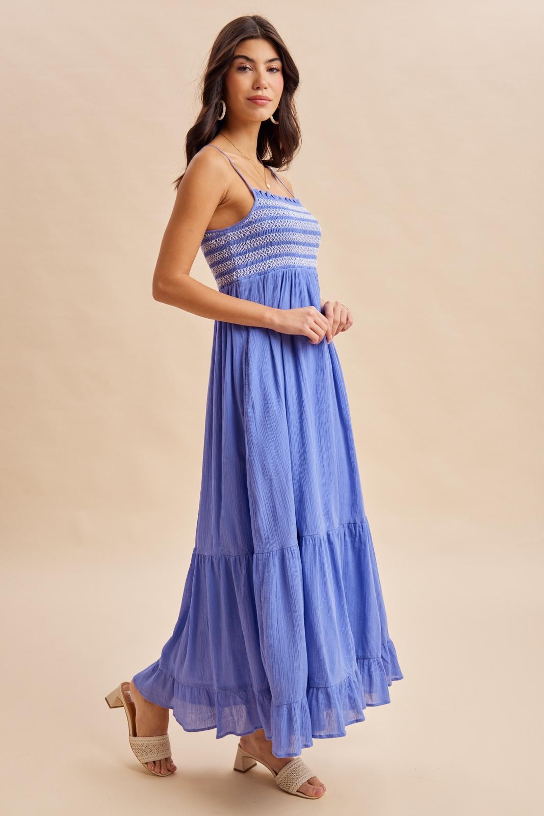 Capri Embroidered Smocked Maxi Dress