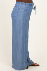 Medium Wash Chambray Wide Leg Maternity Pants