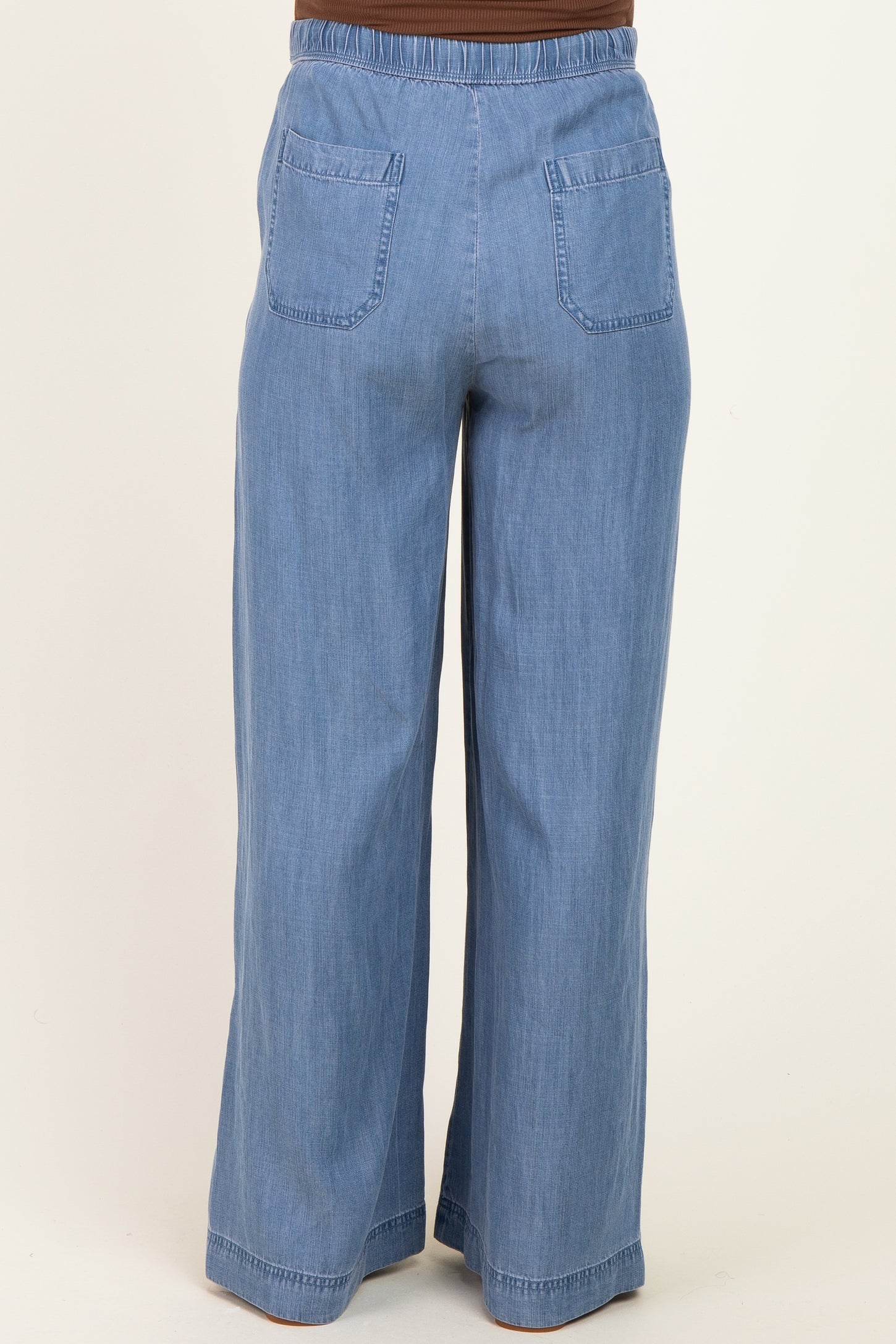 Medium Wash Chambray Wide Leg Maternity Pants