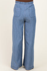 Medium Wash Chambray Wide Leg Maternity Pants
