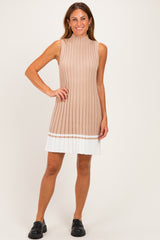 Sand Colorblock Ribbed Knit Mini Dress