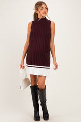 Burgundy Colorblock Ribbed Knit Maternity Mini Dress