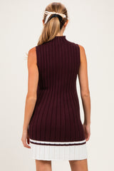 Burgundy Colorblock Ribbed Knit Maternity Mini Dress