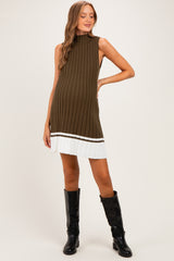 Olive Colorblock Ribbed Knit Maternity Mini Dress