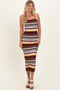 Burgundy Multi Stripe Knit Midi Dress