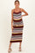 Burgundy Multi Stripe Knit Maternity Midi Dress