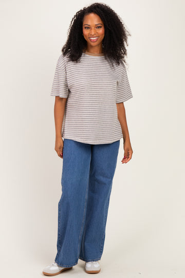 Grey Multi Stripe Oversized Tee