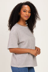 Grey Multi Stripe Oversized Tee