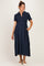Navy Striped Smocked Maternity Shirt Dress