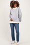 Heather Grey Floral Mock Neck Drop Shoulder Maternity Pullover