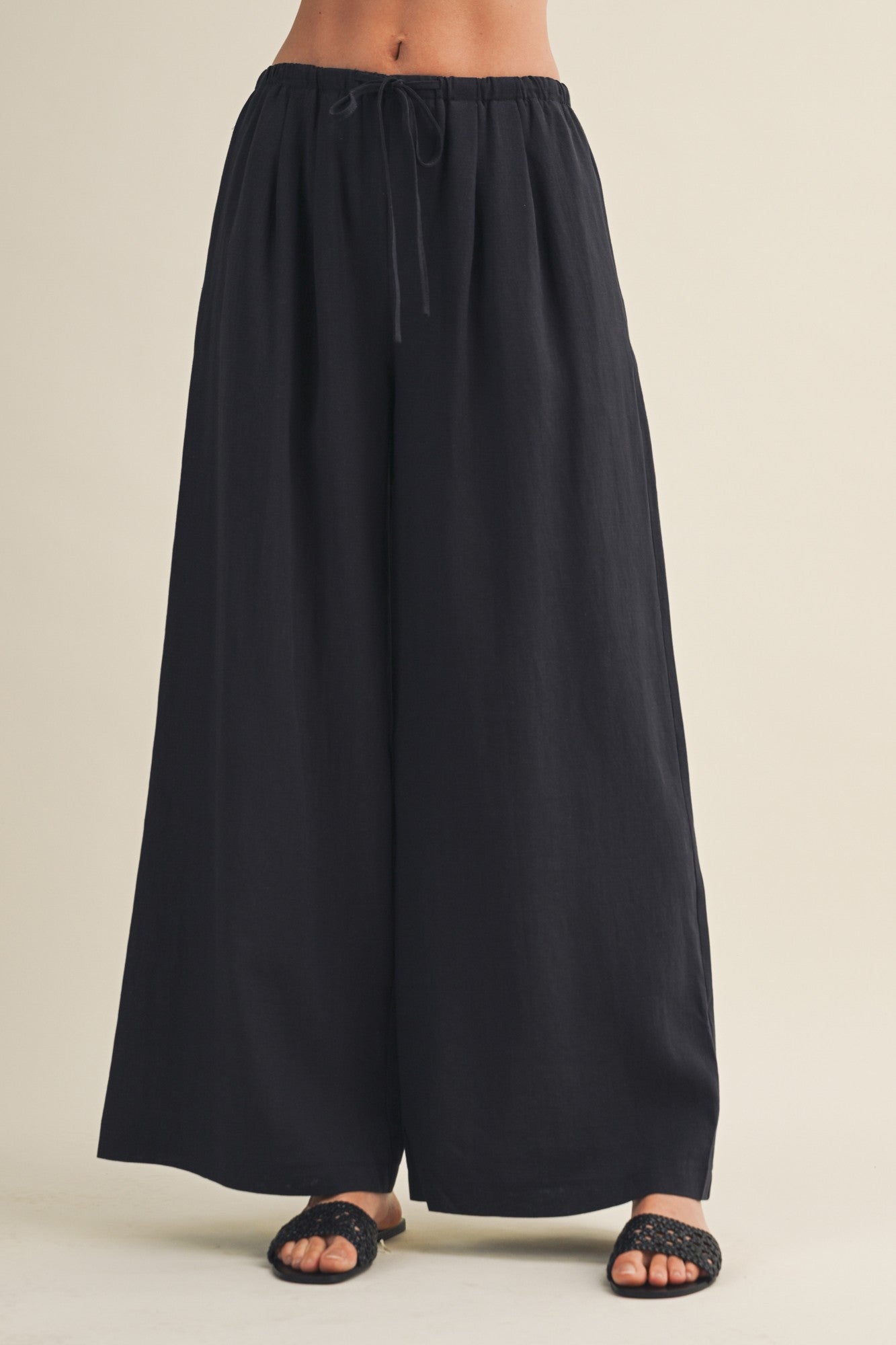 Midnight Drawstring Wide Leg Pants