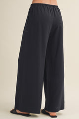 Midnight Drawstring Wide Leg Pants