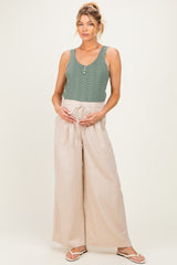 Natural Linen Wide Leg Maternity Pants