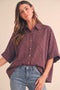 Merlot Oversized Check Plaid Button Down Shirt