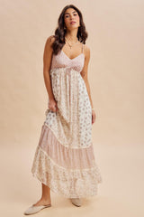 Vintage Pink Mixed Floral Maternity Maxi Dress