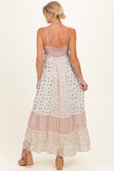 Vintage Pink Mixed Floral Maternity Maxi Dress